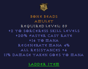 Bone Beads - 2 Sorceress 20 FCR - D2Bits