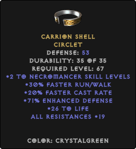 Carrion Shell - Necromancer Circlet - D2Bits