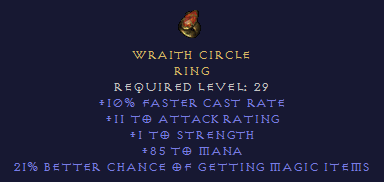 Wraith Circle - FCR  Big Mana 21% MF - Ring