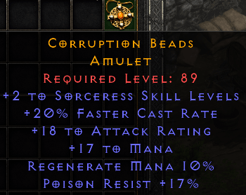 Corruption Beads - 2/20 Sorceress Amulet - D2Bits
