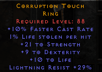 Corruption Touch - FCR STR Dex LR - Ring - D2Bits