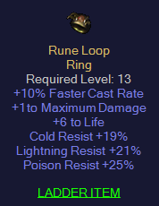 Rune Loop - 10 FCR Tri Resist Ring