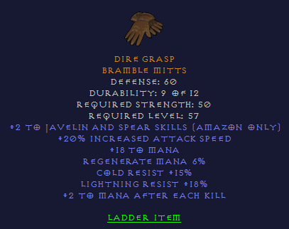 Dire Grasp - 2/20 Javazon CR LR 2 MAEK - Gloves