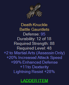 Death Knuckle - 2 MA 20 IAS 11 Dex 28 LR - D2Bits