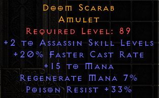 Doom Scarab - 2/20 Assassin Amulet with PR - D2Bits