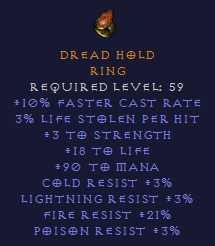 Dread Hold - FCR Mana All Resist - Ring - D2Bits