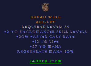 Dread Wing - 2 Necromancer 20 FCR - D2Bits
