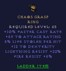 Chaos Grasp - FCR AR 8 LL 12 Dex 22 LR 8 FR