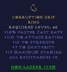 Corruption Grip - FCR STR Dex All Resist