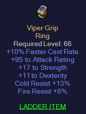 Viper Grip - 10 FCR 95 AR 17 str 11 Dex 13 CR 8 FR