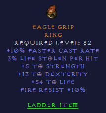 Eagle Grip - Fcr 5 STR 13 Dex 54 Life 10 FR - D2Bits
