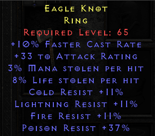 Eagle Knot - 10 FCR Dual Leech 11 All Resist 37 PR - Non Ladder - D2Bits
