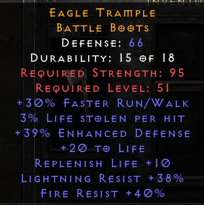 Eagle Trample - 30 Run Walk 10 Replife 38 LR 40 FR 20 Life - Non Ladder
