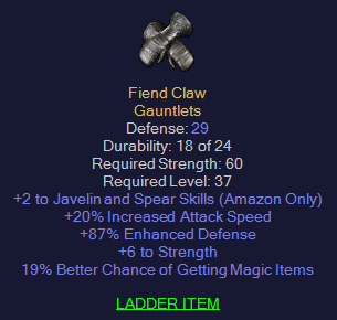 Fiend Claw - 2 Javelin 20 IAS 19% MF 6 Str - D2Bits