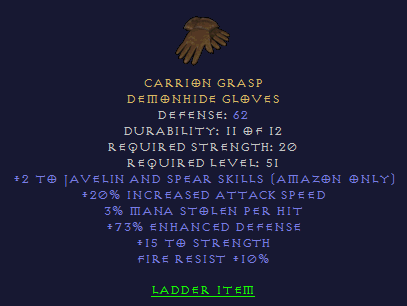 Carrion Grasp - 2/20 Javazon 3 ML 15 STR 10 FR