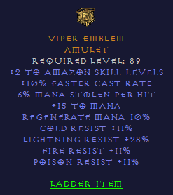 Viper Emblem - 2 Amazon 10 FCR 6 ML 11 All Resist 28 LR