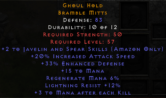 Ghoul Hold - 2 Javelin 20 IAS 3 MAEK 12 Lightning Resist - D2Bits