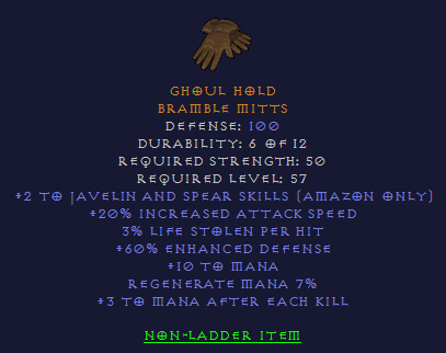 Ghoul Hold - 2/20 javazon 3 LL 3 MAEK - Gloves - D2Bits
