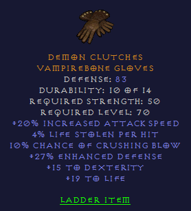 Demon Clutches - 20 IAS 10 CB 15 Dex