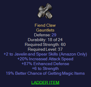 Fiend Claw - 2 Javelin 20 IAS 19% MF 6 Str