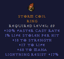 Storm Coil - FCR STR Life Mana  LR - Ring