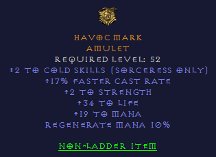 Havoc Mark - 2 Cold 17 FCR 34 Life - D2Bits