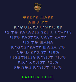 Order Mark - 2 Paladin 19 FCR 18 All Resist 25 FR