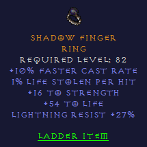 Shadow Finger - 10 FCR 16 STR 54 Life 27 LR - Ring