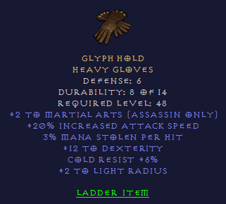 Glyph Hold - 2/20 MA 3 ML 12 Dex CR