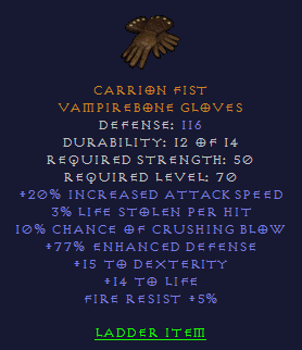 Carrion Fist - 20 IAS 10 CB 15 Dexterity