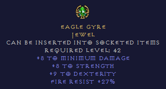 Eagle Gyre - Min damage, STR , Dex