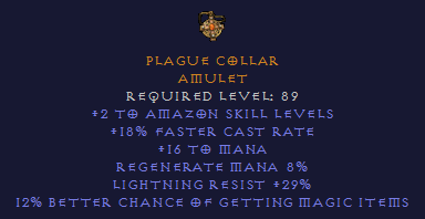 Plague Collar - Amazon 18% FCR Amulet with LR and MF