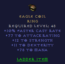 Eagle Coil - FCR STR DEX Mana - Ring