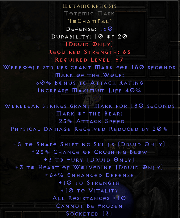 MetaMorphsis - 3 fury 3 Heart of wolverine - Non Ladder - D2Bits