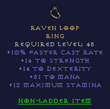 Raven Loop - FCR 14 STR 14 Dex 81 Mana