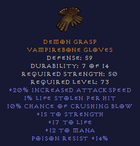 Demon Grasp - Crushing blow Gloves