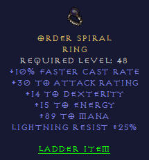 Order Spiral - Fcr Dex Mana Light Res - D2Bits