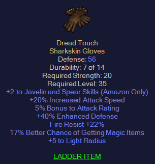 Dread Touch - 2 Javelin 20 IAS 22 Fire Res 17% MF