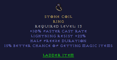 Stone Coil - Light Res Magic Find