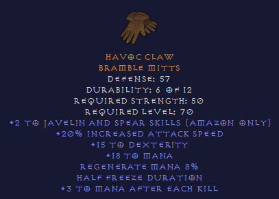 Havoc Claw - 2/20 Javazon 15 Dexterity 3 MAEK - Gloves