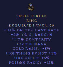 Skull Circle - FCR STR Mana All Resist - Ring