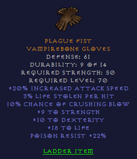 Plague Fist - 20 IAS 10 CB 9 STr 10 Dex 22 PR