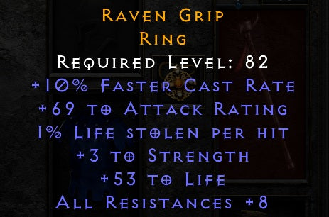 Raven Grip - 10 FCR 3 Str 53 Life 8 All Resist