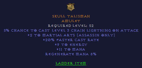 Skull Talisman - 2 Martial Arts 20 FCR