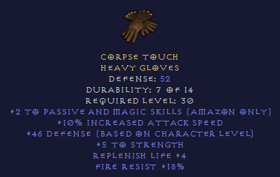 Corpse Touch Gloves - Passive And Magic Lld