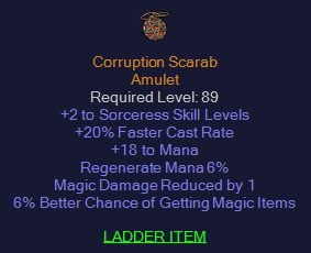 Corruption Scarab - 2 Sorceress 20 FCR 6% Magic FInd
