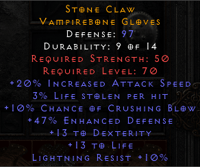 Stone Claw Gloves - 20 IAS 10 CB - D2Bits