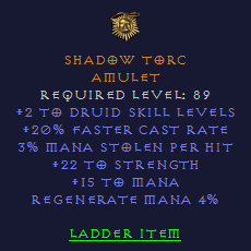 Shadow Torc - 2 Druid 20 FCR 22 Strength