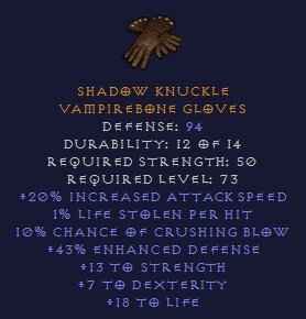 Shadow Knuckle - Crushing Blow IAS STR DEX - Gloves