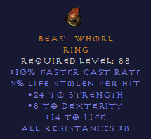 Beast Whorl - FCR Str Dex All res